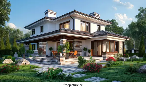 A Stunning Two-Story Contemporary House with a Beautiful Exterior