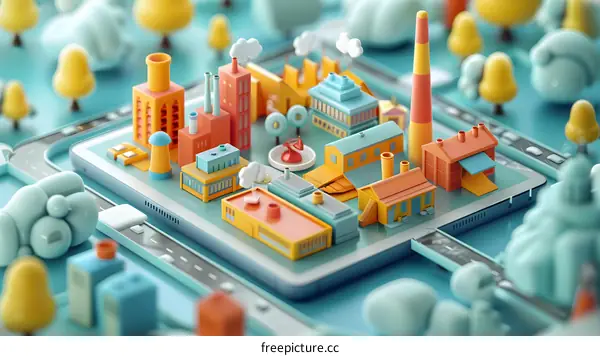 toy city on a tablet screen