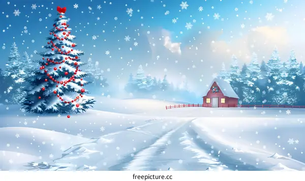 Christmas Cottage in Snowy Village