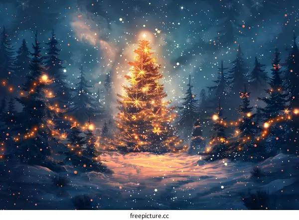 Christmas Tree in the Forest