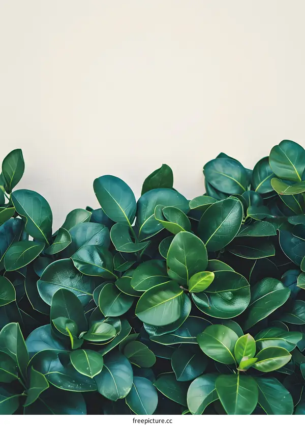 Green Leaves Against White Wall Background