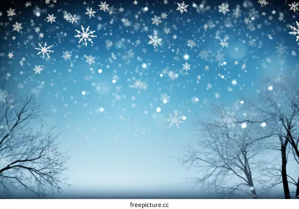 Blue Winter Snowflakes Background