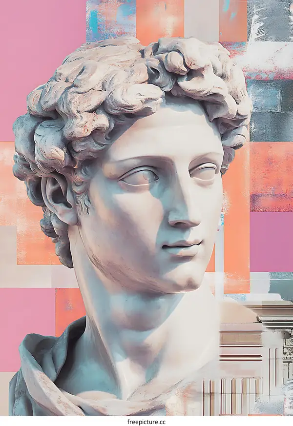 Abstract Art with Greek Bust Sculpture