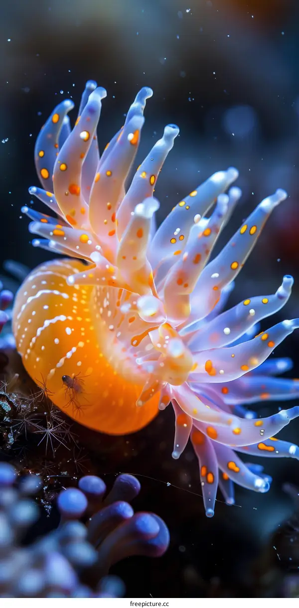 Underwater world with a colorful sea slug