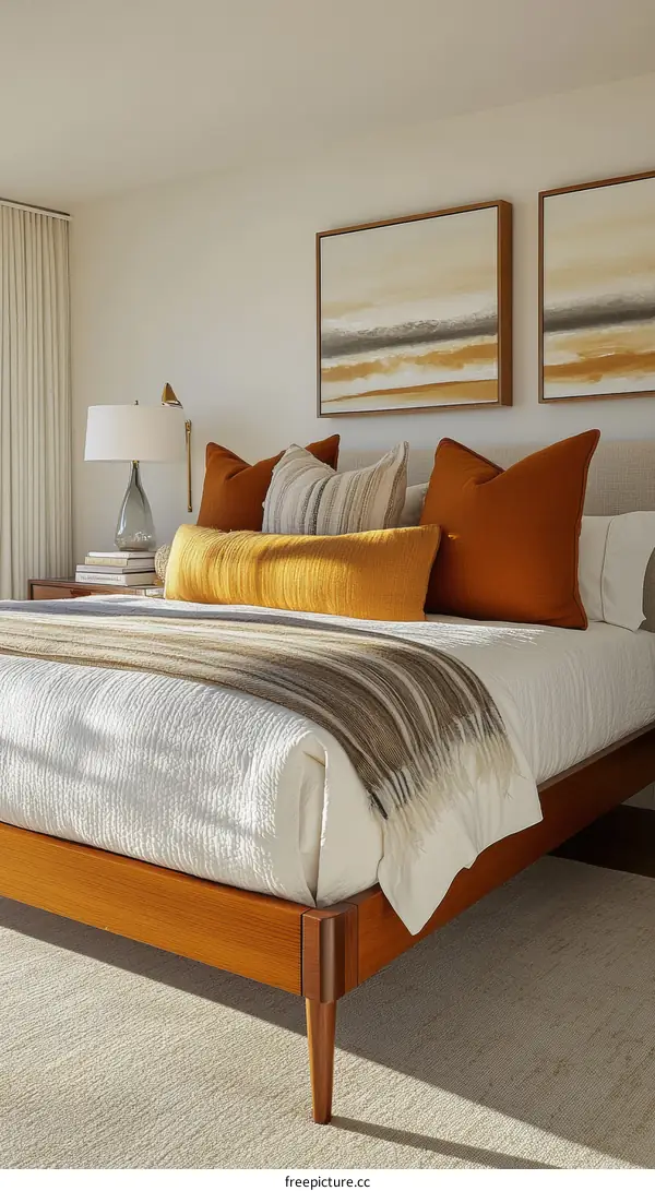 Modern Wooden Bed in a Stylish Bedroom