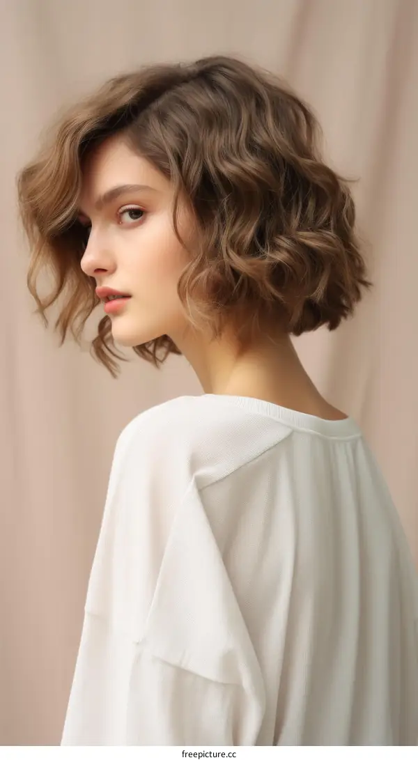 portrait of a young woman with short brown hair