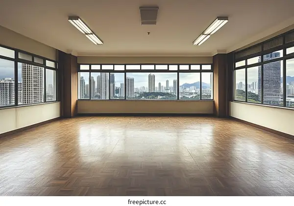 Empty Office Space with City View