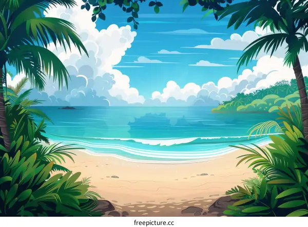 Beach and palm trees