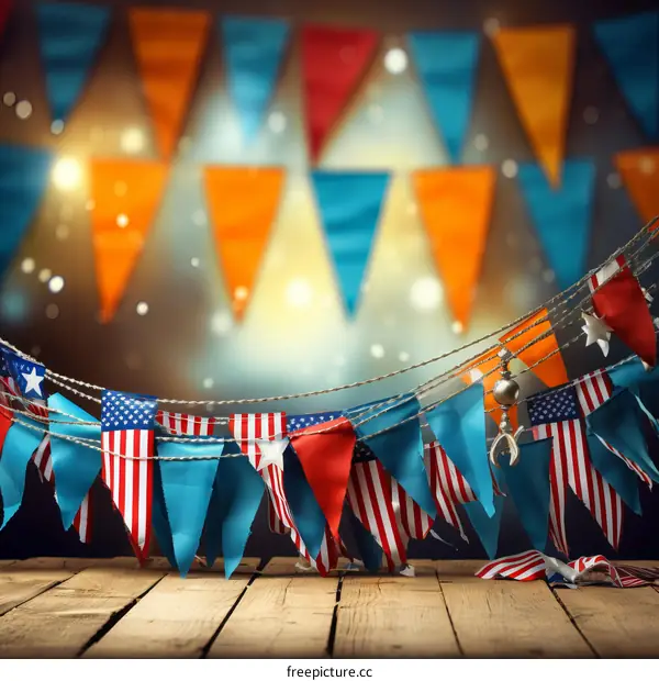 Patriotic bunting and flags