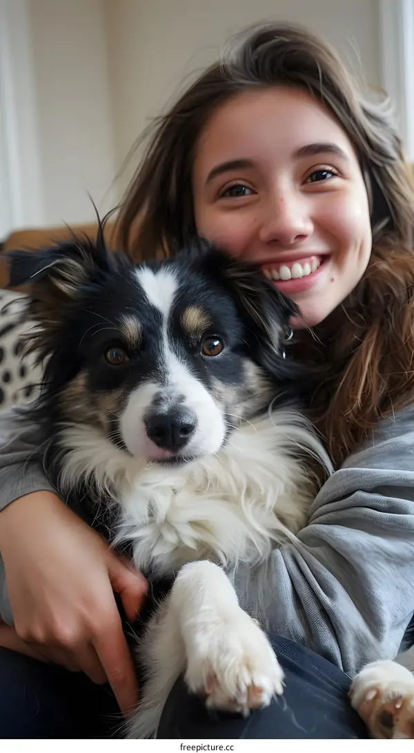 Girl and her Dog Smiling for the Camera