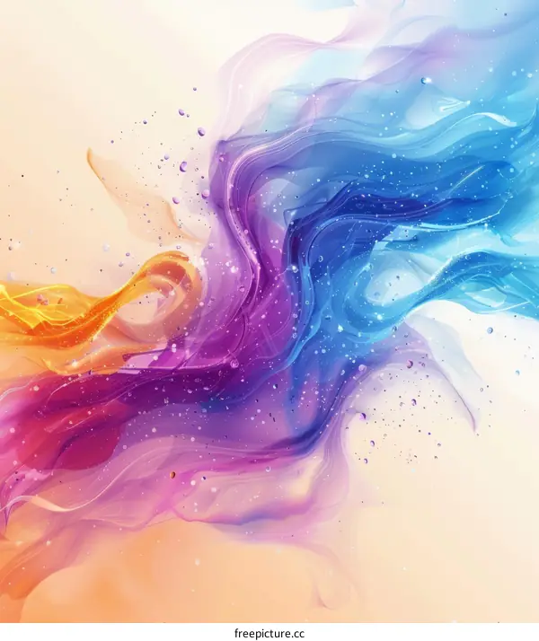Colorful abstract painting with flowing shapes