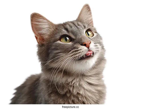 [Transparent Background PNG]Close-up Grey Cat with Tongue Out