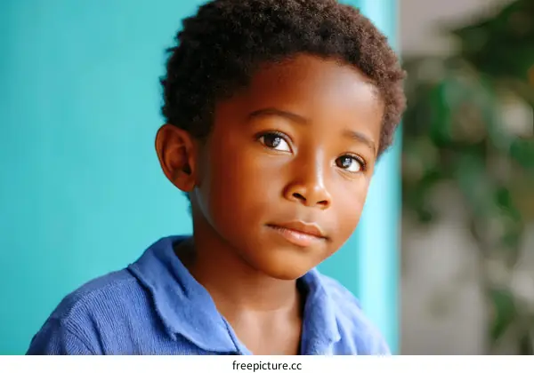 Close-up Portrait of a Child with Serious Expression