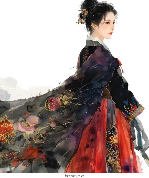 A beautiful Korean woman in traditional dress