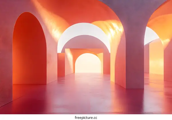Abstract Architectural Interior with Archway and Light