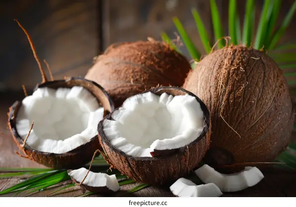 Tropical Paradise: Coconuts and Palm Fronds