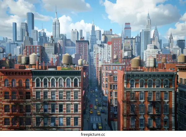 Cityscape View of New York City Buildings