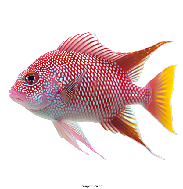 [Transparent Background PNG]Vibrant Red Fish on White