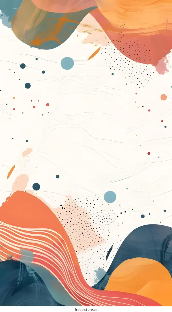 Abstract Watercolor Background with Blue and Orange Shapes