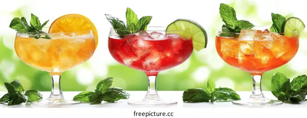 Colorful Refreshing Cocktails in Summer