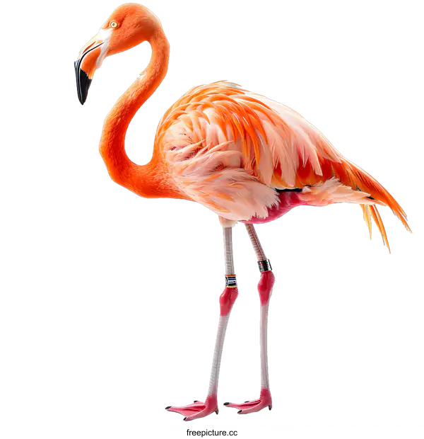 [Transparent Background PNG]Pink flamingo standing on white background
