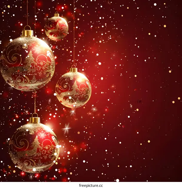 Red background with Christmas decorations