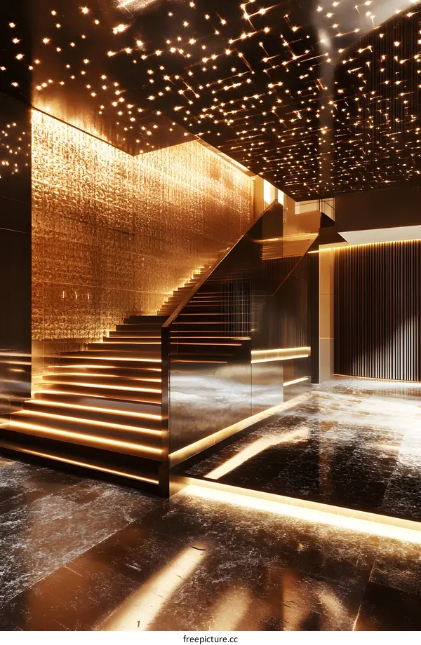 Golden Staircase in Modern Interior Design