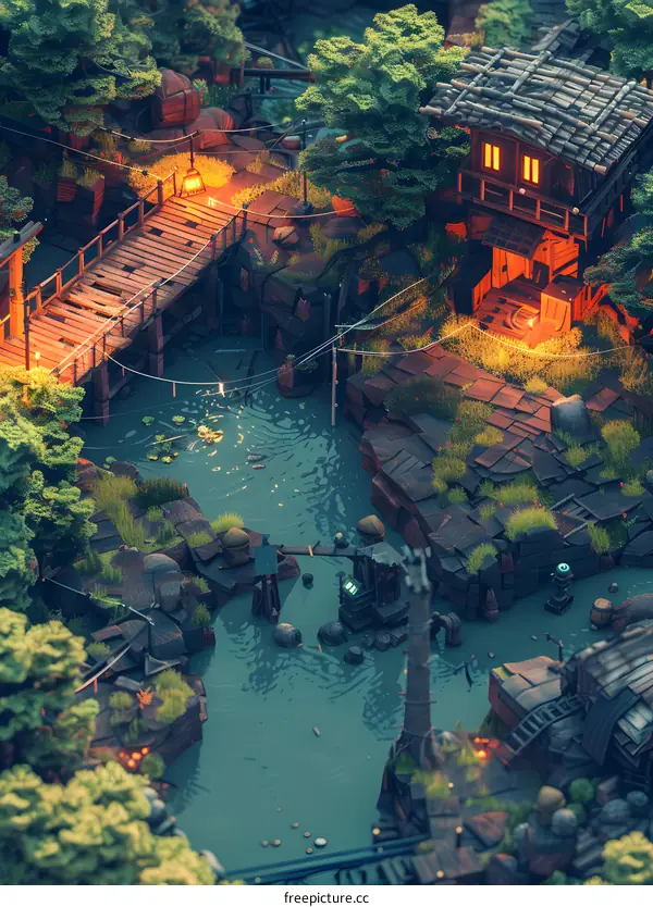 fantasy world village in the forest