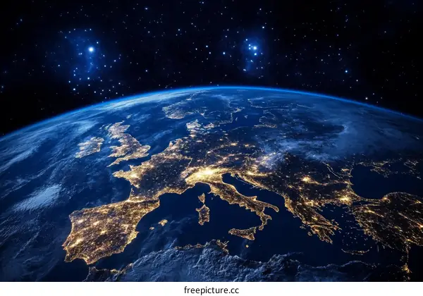 European Night Lights from Space