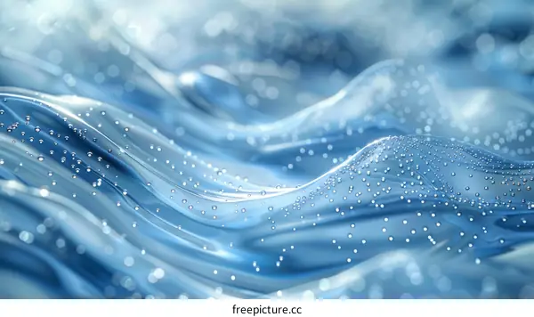 Surreal Blue Water Surface with Bubbles