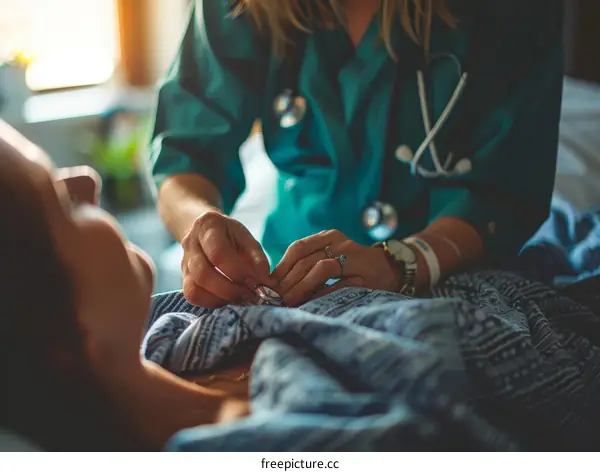 A nurse is taking care of a patient in a hospital.