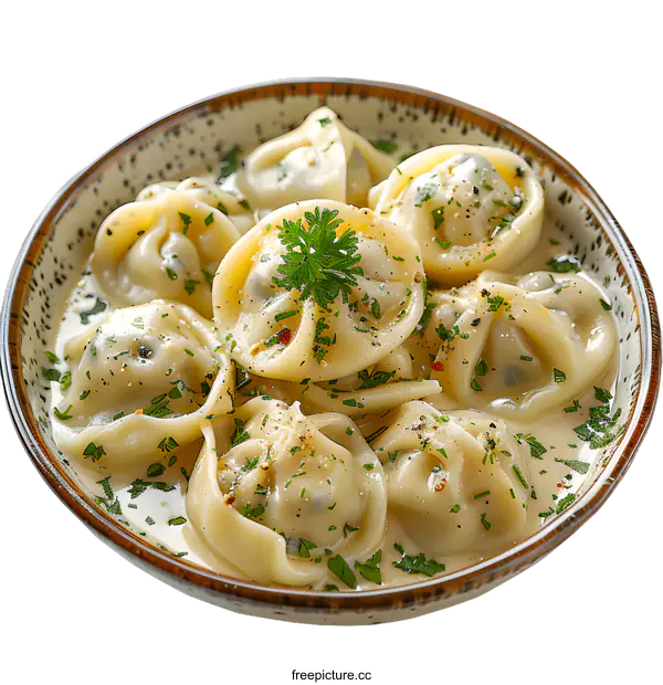 [Transparent Background PNG]dumplings in creamy sauce