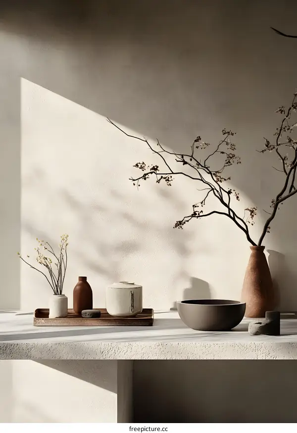 Minimalist Interior Design with  Vases and Branches