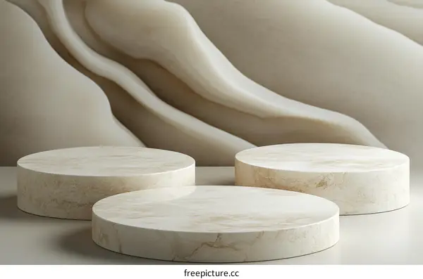 Beige Marble Display Podiums for Product Presentation