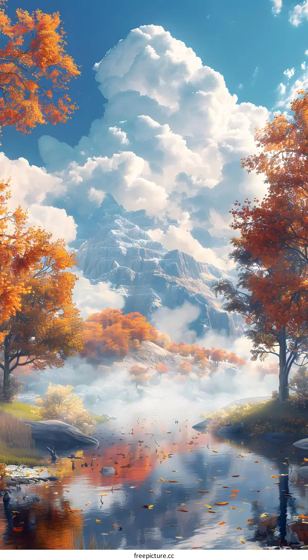 Mountains, Rivers and Lakes in Autumn