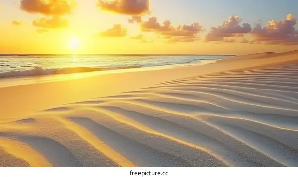 A beautiful sunset over a vast ocean of sand