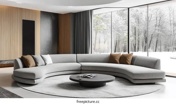 Modern Curved Sectional Sofa in a Stylish Living Room
