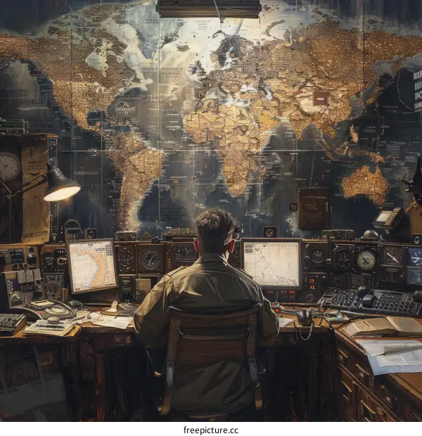 A Man at His Desk with a World Map Behind Him Strategy
