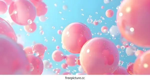 Pink Bubbles Floating in the Air Abstract Background