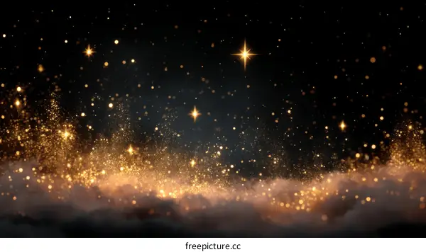 Golden Sparkling Night Sky Background