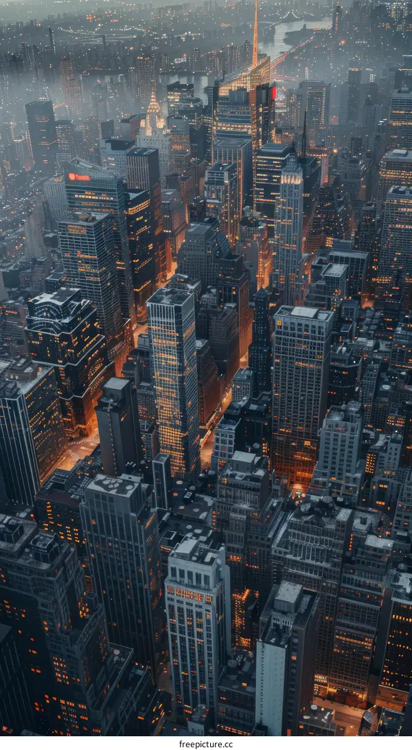 Aerial View of a Modern City at Night