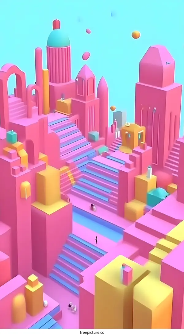 Abstract Cityscape Illustration With People
