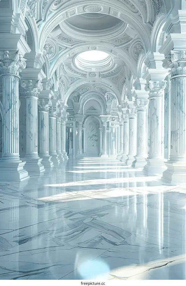 Elegant White Marble Hallway Illustrative Design