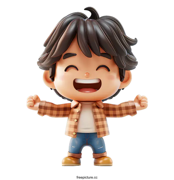 [Transparent Background PNG]Cheerful 3D cartoon boy character