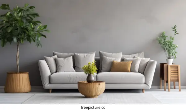 Airy Contemporary Living Room With Neutral Colors and Natural Textures