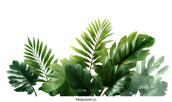 [Transparent Background PNG]Tropical Lush Green Leaves Background Image