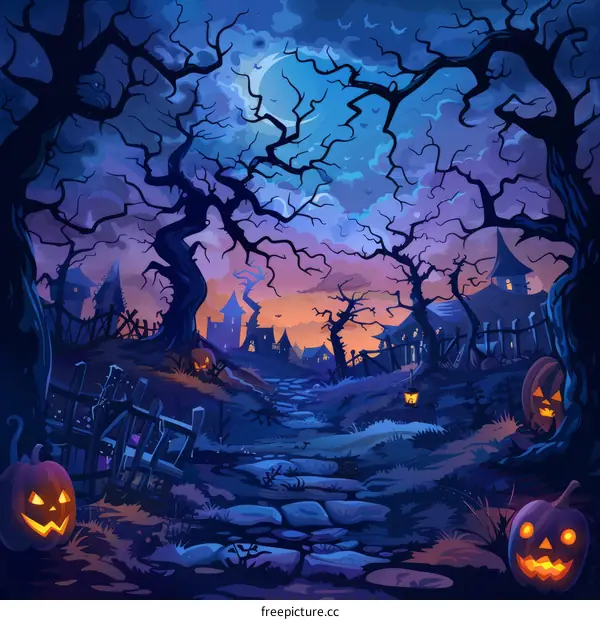 Spooky Halloween Graveyard Scene