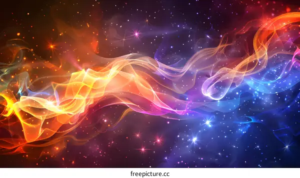 Colorful smoke and stars