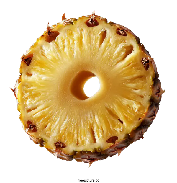 [Transparent Background PNG]Close-up of a Fresh Pineapple Slice