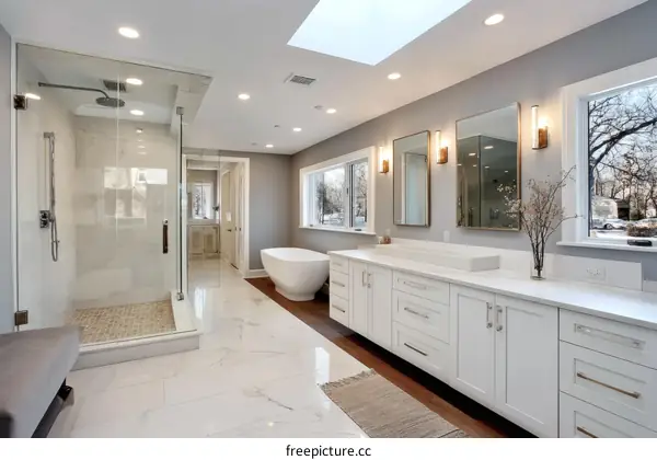 Modern Elegant Bathroom Design with Marble Tiles